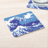Pixel Tsunami Blue 8 Bit Pixel Art Rechteckiger Pappuntersetzer (angewinkelt)