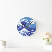 Pixel Tsunami Blue 8 Bit Pixel Art Runde Wanduhr (Zuhause)