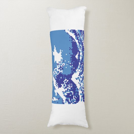 Pixel Tsunami Blue 8 Bit Pixel Art Seitenschläferkissen (Vorderseite Vertikal)