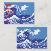 Pixel Tsunami Blue 8 Bit Pixel Art Visitenkarte (Vorne/Hinten)