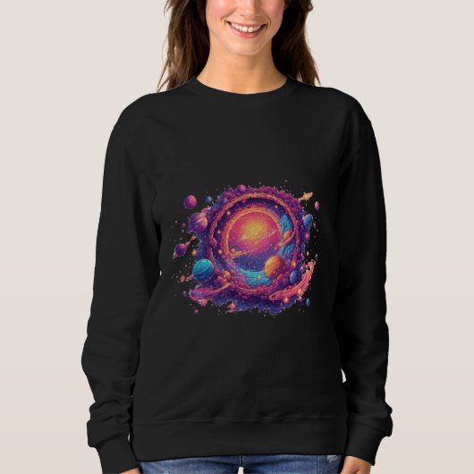 Pixel-Universum-Portal — Das Kosmische Tor Sweatshirt (Vorderseite)