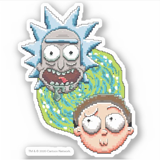 Pixel Vers Rick und Morty Portal Graphic Aufkleber (Vorderseite)