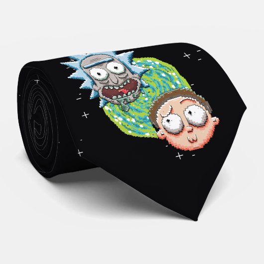Pixel Vers Rick und Morty Portal Graphic Krawatte (Gerollt)