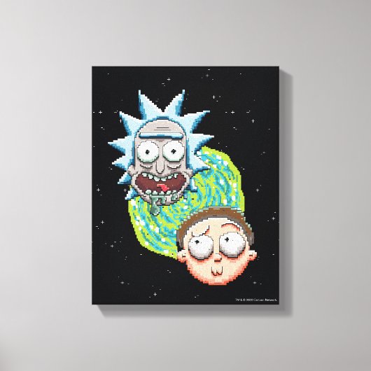 Pixel Vers Rick und Morty Portal Graphic Leinwanddruck (Vorderseite)