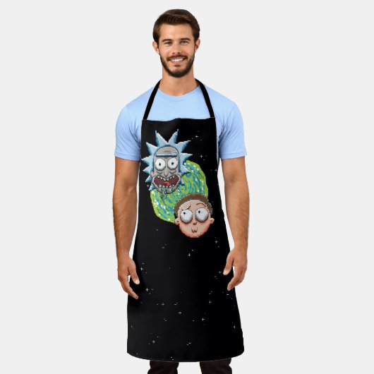 Pixel Vers Rick und Morty Portal Graphic Schürze (Getragen)