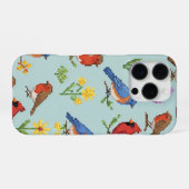Pixel Vögel und Blumen iPhone Hülle (Rückseite (Horizontal))