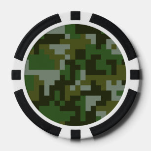 Pixel-Wald-Tarnmuster Pokerchips