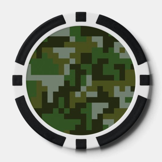 Pixel-Wald-Tarnmuster Pokerchips (Vorderseite)