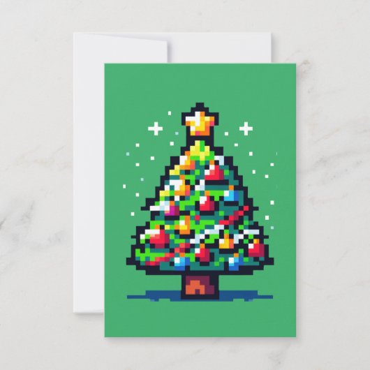 Pixel Weihnachtsbaum - Retro Feiertag Karte (Vorderseite)