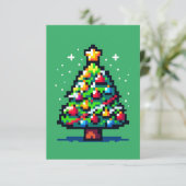Pixel Weihnachtsbaum - Retro Feiertag Karte (Stehend Vorderseite)