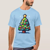 Pixel Weihnachtsbaum - Retro Feiertag T-Shirt (Vorderseite)