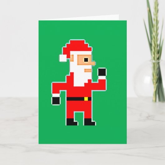 Pixel Weihnachtsmann Feiertagskarte (Vorderseite)