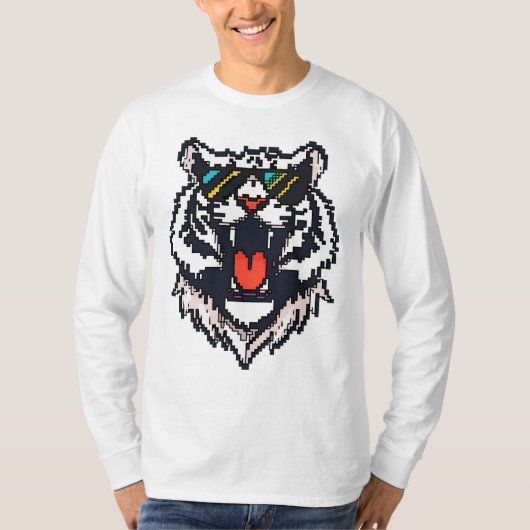 Pixel White Tiger T-Shirt (Vorderseite)