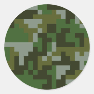 Pixel Woodland Camouflage Muster Runder Aufkleber