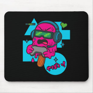 Pixel-Wut-Gamer-Eis am Stiel Lustig Schmelzende Ei Mousepad