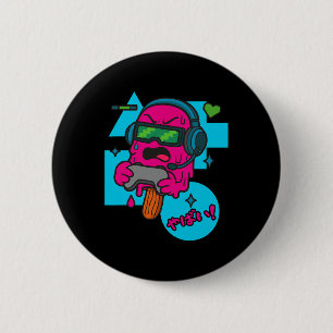 Pixel-Wut-Gamer-Eis am Stiel Lustiges Schmelzendes Button