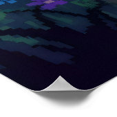 Pixel-Zauberwald mit blinkenden Glühwürmchen Poster (Ecke)