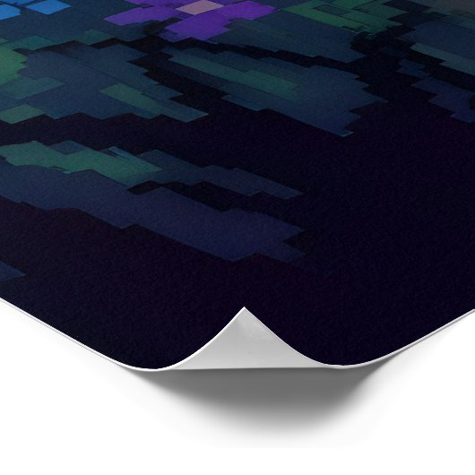 Pixel-Zauberwald mit blinkenden Glühwürmchen Poster (Ecke)