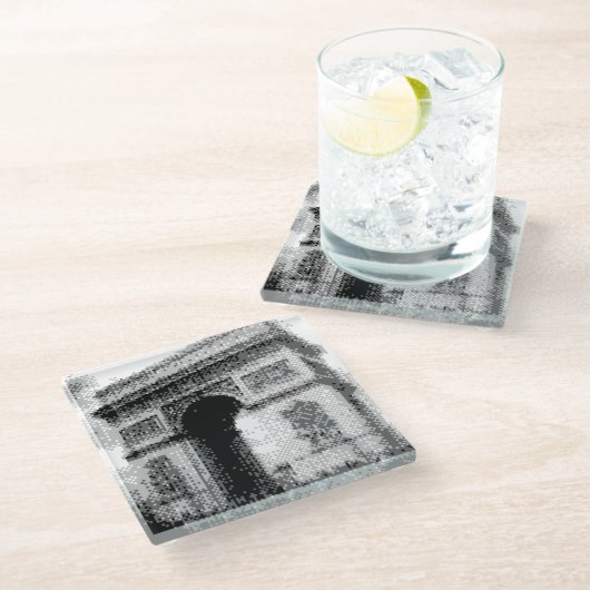 Pixelart Bogen de triumph Glasuntersetzer (Schrägansicht)