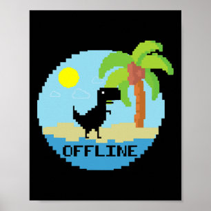 Pixelart-Dinosaur-Urlaub-Tech-Enthusiasten-Program Poster