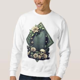Pixelart-Grab mit Blumen und Totenkopf Sweatshirt