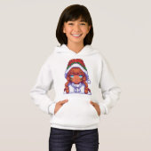 Pixelart-Mädchen mit Weihnachtsmannmütze Hoodie (Vorne ganz)