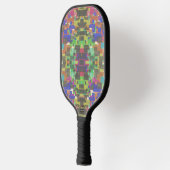 Pixelart-Muster jenseits der Regenbogenfarben Pickleball Schläger (Links)