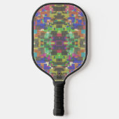 Pixelart-Muster jenseits der Regenbogenfarben Pickleball Schläger (Rückseite)