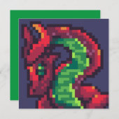 Pixelart, Pixel Art, dragon Einladung (Vorne/Hinten)