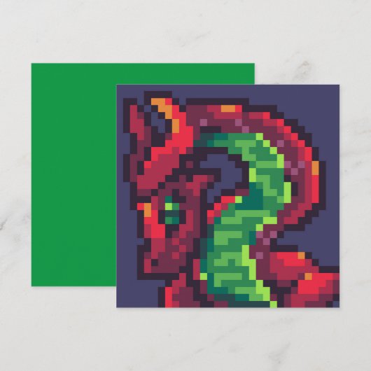 Pixelart, Pixel Art, dragon Einladung (Vorne/Hinten)