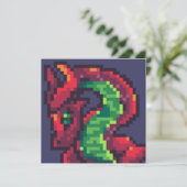 Pixelart, Pixel Art, dragon Einladung (Stehend Vorderseite)