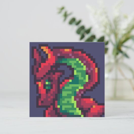 Pixelart, Pixel Art, dragon Einladung (Stehend Vorderseite)