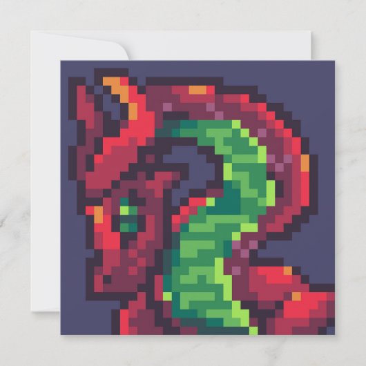 Pixelart, Pixel Art, dragon Einladung (Vorderseite)