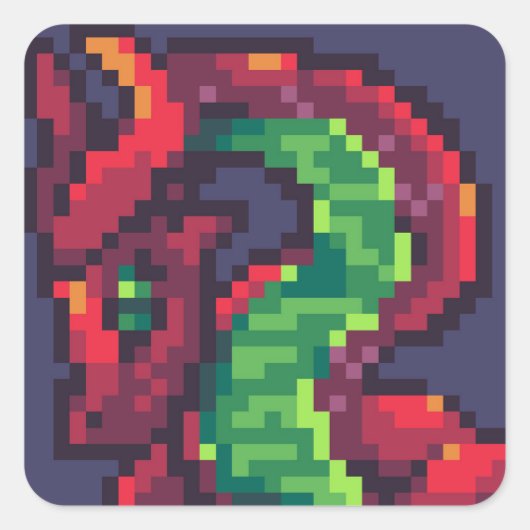 Pixelart, Pixel Art dragon Quadratischer Aufkleber (Vorderseite)