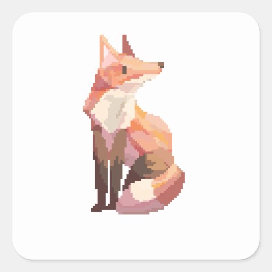 Pixelart, Pixel Art, Fox Quadratischer Aufkleber (Vorderseite)