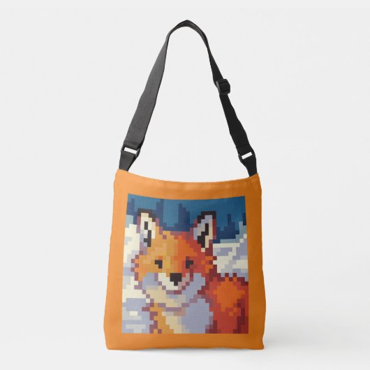 Pixelart, Pixel Art, Fox, vos Tragetaschen Mit Langen Trägern (Vorderseite)