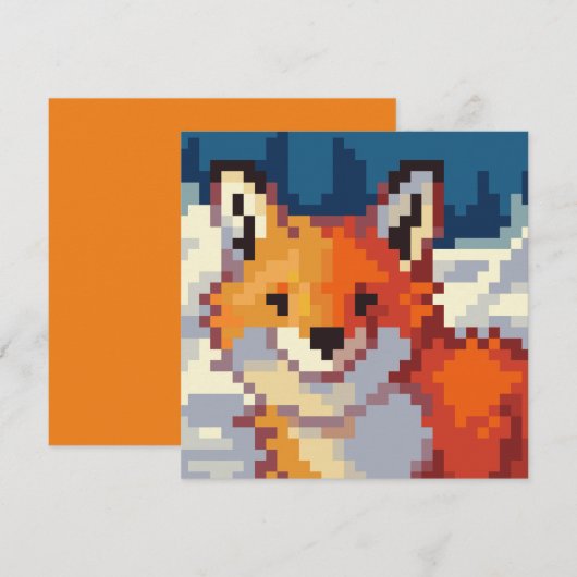 Pixelart, vos, Fox, Pixel Art  Feiertagskarte (Vorne/Hinten)