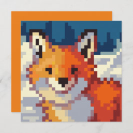Pixelart, vos, Fox, Pixel Art  Feiertagskarte