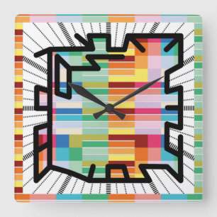 PIXELAT chained numbers by Masanser Quadratische Wanduhr