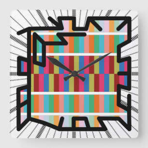 PIXELAT chained numbers by Masanser Quadratische Wanduhr