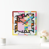 PIXELAT chained numbers by Masanser Quadratische Wanduhr (Zuhause)