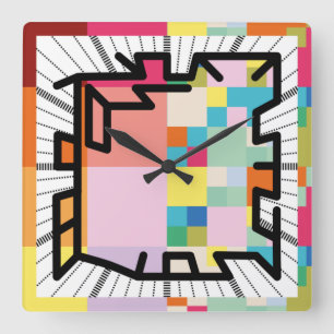 PIXELAT chained numbers by Masanser Quadratische Wanduhr