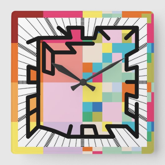PIXELAT chained numbers by Masanser Quadratische Wanduhr (Vorderseite)