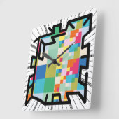 PIXELAT chained numbers by Masanser Quadratische Wanduhr (Winkel)