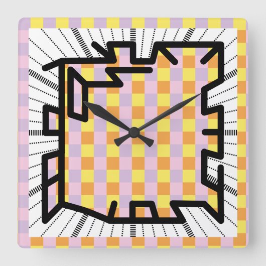 PIXELAT chained numbers by Masanser Quadratische Wanduhr (Vorderseite)