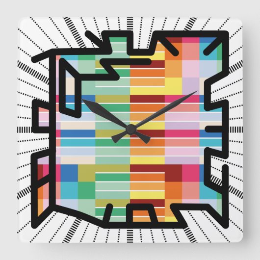 PIXELAT chained numbers by Masanser Quadratische Wanduhr (Vorderseite)