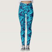 Pixelated Blue Digital-Camouflage Stilvoll Leggings (Vorderseite)