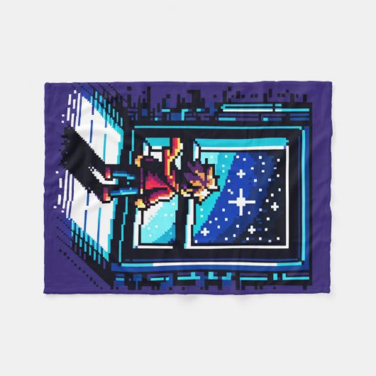 Pixelated Digital Exploration Fleecedecke (Vorderseite (Horizontal))