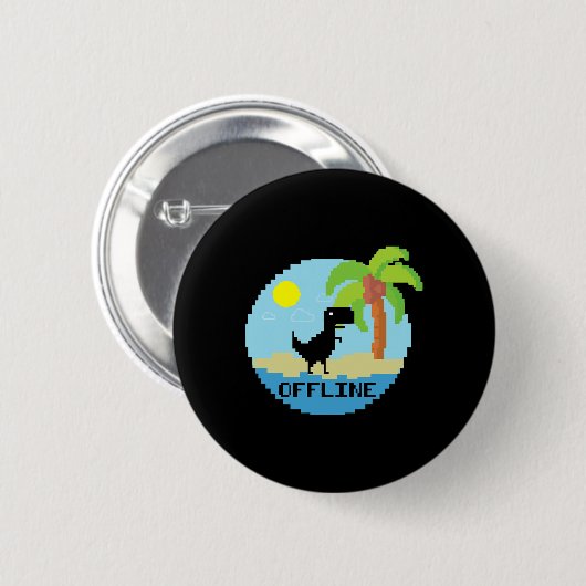 Pixelated Dinosaur Vacation Tech Enthusiasts Coder Button (Vorne & Hinten)