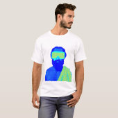 Pixelated Futuristic Bearded Figure Retro T-Shirt (Vorne ganz)
